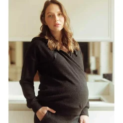 Sweat maternité Cache Coeur noir en viscose