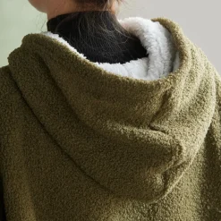 Sweat Plaid Bouclette CAPUCHE en Polyester 70 x 87 MATCHA Celadon