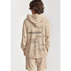 Sweat-Shirt capuche garçon ANIBO beige en coton