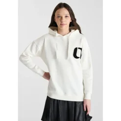 Sweat-Shirt capuche KEIRAGI blanc en coton Lily