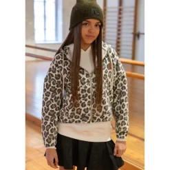 Sweat-Shirt capuche marron Pia en coton