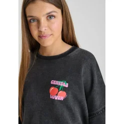 Sweat-Shirt capuche noir Gwen en coton