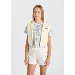 Sweat-Shirt fille capuche SOULAGI blanc Vivi en coton