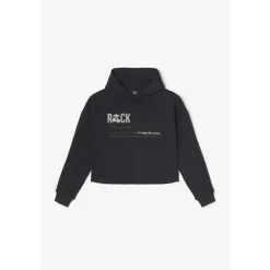 Sweat-Shirt fille capuche BENDGI noir en coton