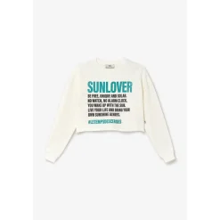 Sweat-shirt fille GINOGI blanc en coton