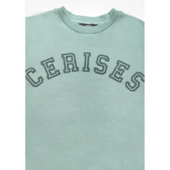 Sweat-Shirt fille MOAGI vert en coton