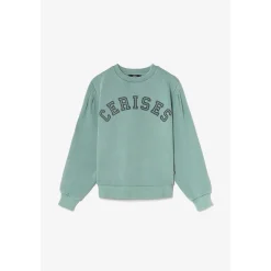 Sweat-Shirt fille MOAGI vert en coton