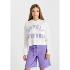 Sweat-Shirt fille STEPHAGI blanc en coton Wren