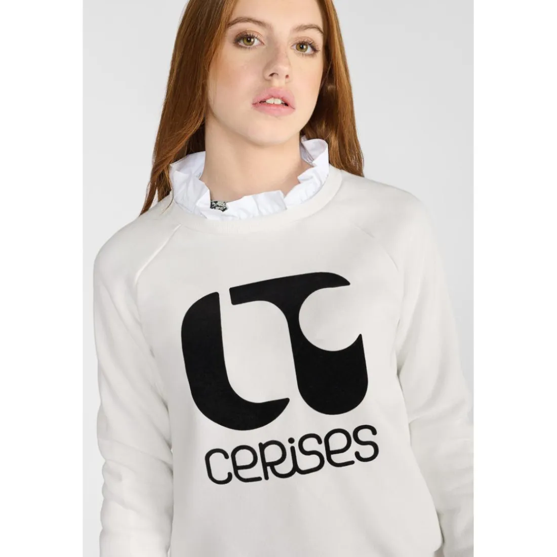Sweat-Shirt fille TITAGI blanc Elsie en coton