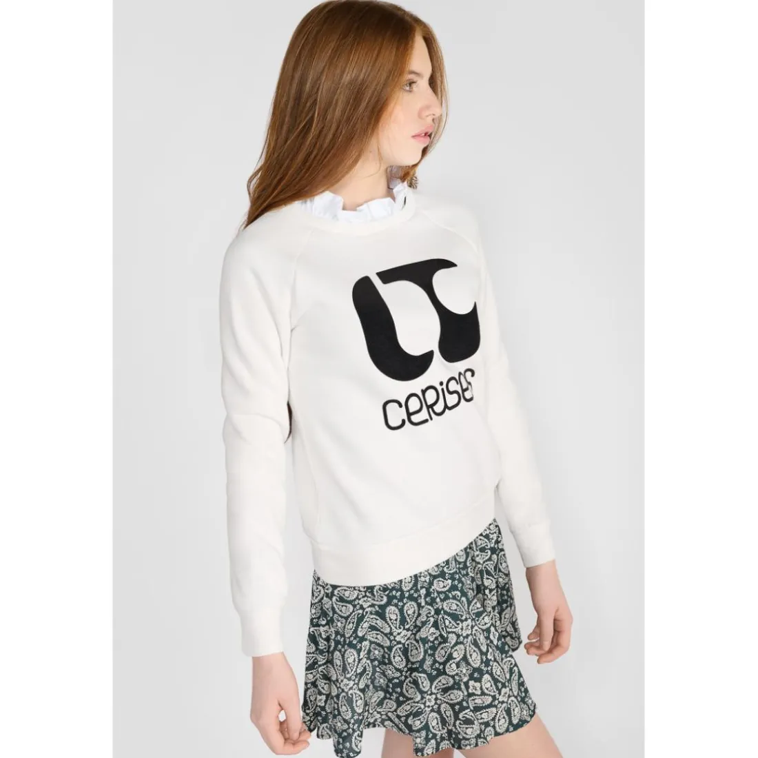Sweat-Shirt fille TITAGI blanc Elsie en coton