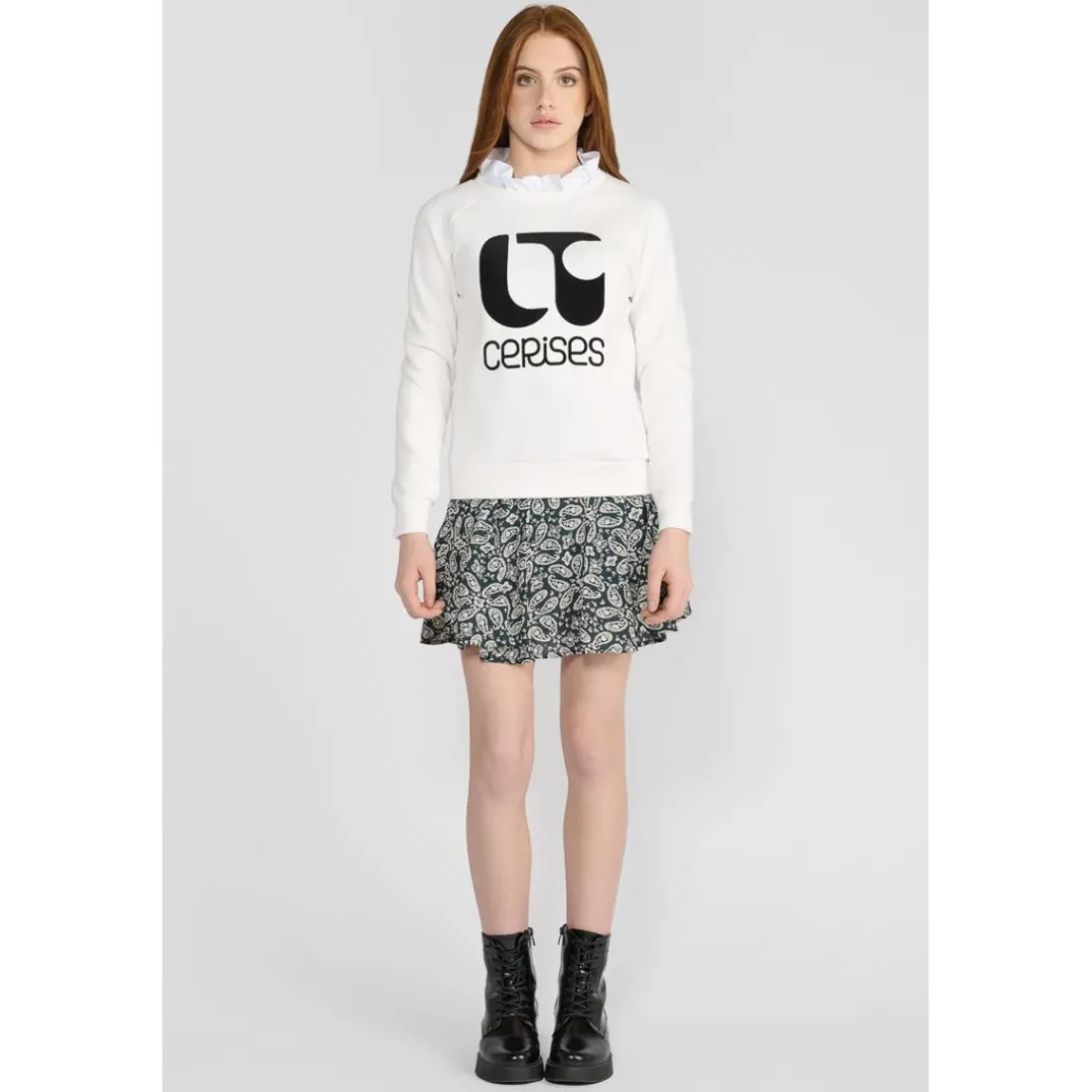 Sweat-Shirt fille TITAGI blanc Elsie en coton
