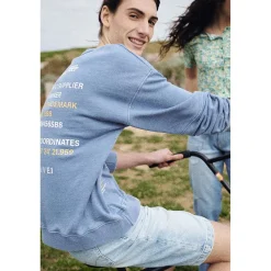 Sweat-shirt garçon, NAYBO bleu en coton