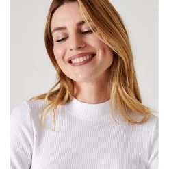 T Shirt Manches Longues Col Montant Blanc Thermolactyl