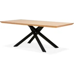 Table à diner avec pied central en x 'WALABY' en bois finition naturelle