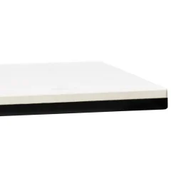 Table à diner 'MARKINA' en céramique blanche avec pied central en x blanc