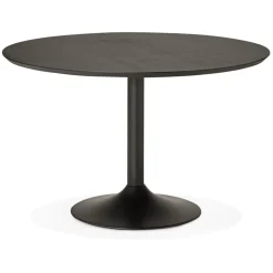 Table à diner ou de bureau ronde 'CHEF' en bois noir finition Frêne