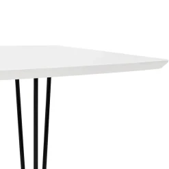 Table à dîner design extensible 'HUSKI' blanche avec pieds noirs style industriel