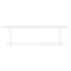 Table à dîner design extensible 'HUSKI' blanche avec pieds en métal blanc