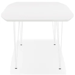 Table à dîner design extensible 'HUSKI' blanche avec pieds en métal blanc