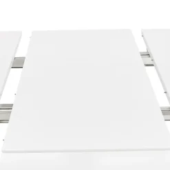Table à dîner design extensible 'HUSKI' blanche avec pieds en métal blanc