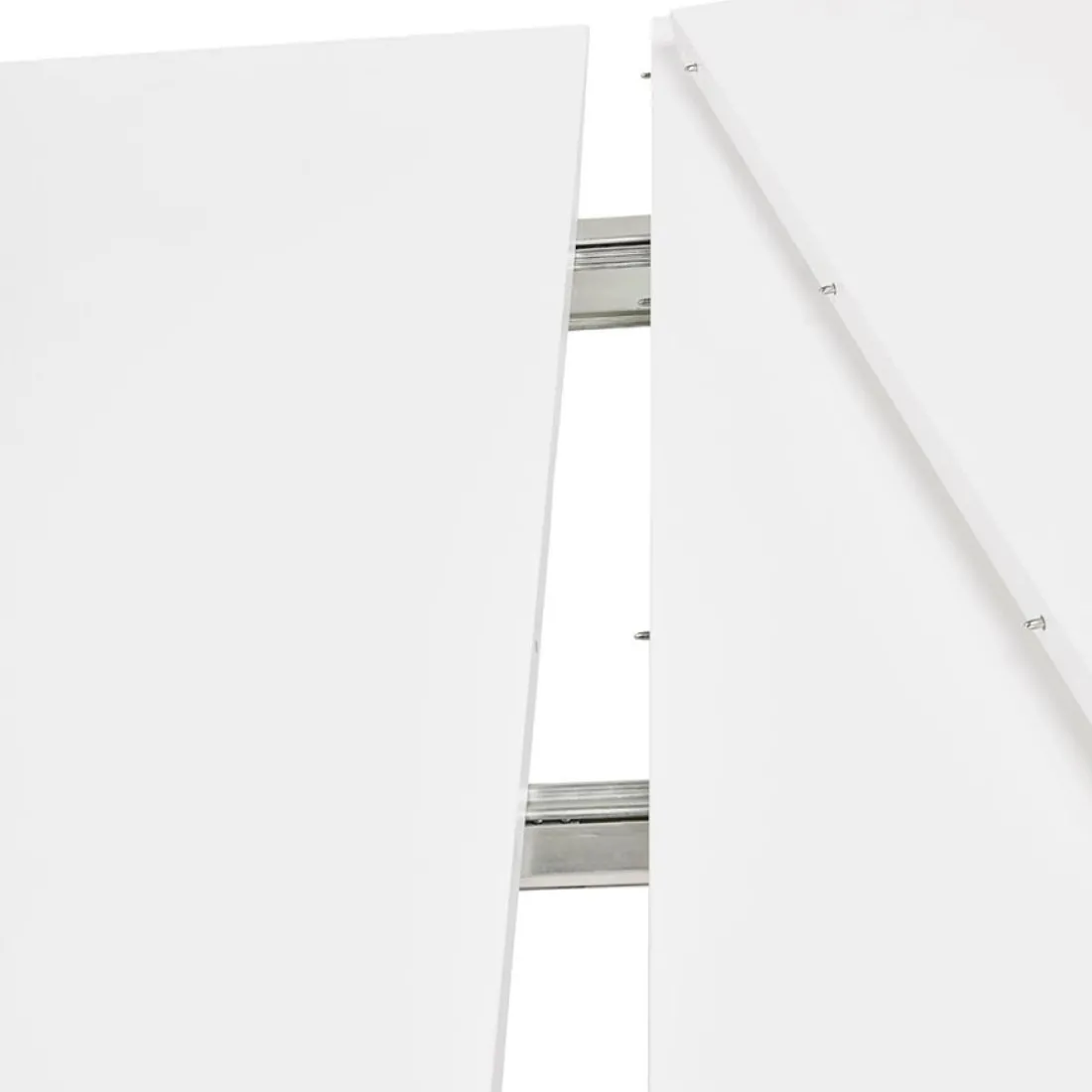 Table à dîner design extensible 'HUSKI' blanche avec pieds en métal blanc