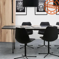 Table à dîner ou de réunion extensible 'MOTUS' noire