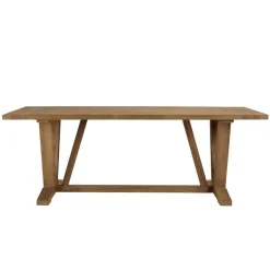 Table à manger jardin teck recyclé pieds en V inversé KALLY
