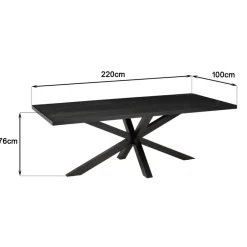 Table à manger plateau noir effet pierre BASILE