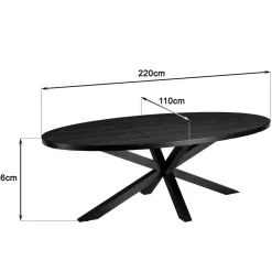 Table à manger plateau ovale effet pierre motifs dorés BASILE