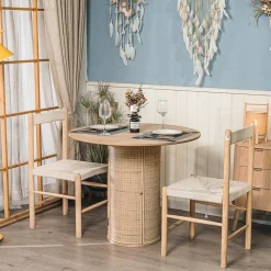 Table a Manger 4 personnes Ronde Bois Rotin