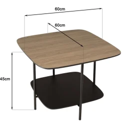 Table basse 2 plateaux bi-matière mocha noir pieds métal