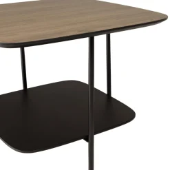 Table basse 2 plateaux bi-matière mocha noir pieds métal