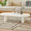 Table basse arrondie avec pieds colonnes Roady Crème