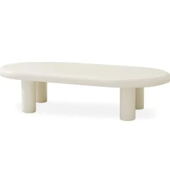 Table basse arrondie avec pieds colonnes Roady Crème
