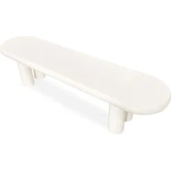 Table basse arrondie avec pieds colonnes Roady Crème