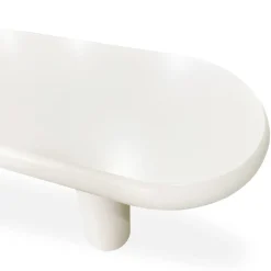 Table basse arrondie avec pieds colonnes Roady Crème