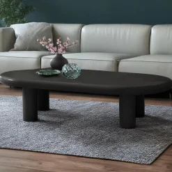 Table basse arrondie avec pieds colonnes Roady Noir