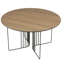 Table basse biseautée mocha pieds graphiques métal noir JULIA