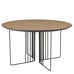 Table basse biseautée mocha pieds graphiques métal noir JULIA