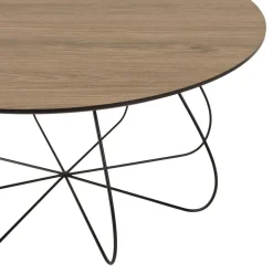 Table basse biseautée mocha pieds forme panier en métal JULIA