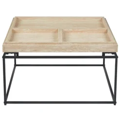 Table basse carrée avec plateau compartimenté réversible Duplix Effet Travertin Beige