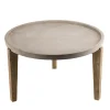 Table basse carrée Plateau en béton pieds en Acacia