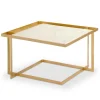 Table Basse Carrée TOCADE Marbre Et Métal Or