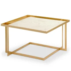 Table Basse Carrée TOCADE Marbre Et Métal Or