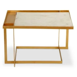 Table Basse Carrée TOCADE Marbre Et Métal Or