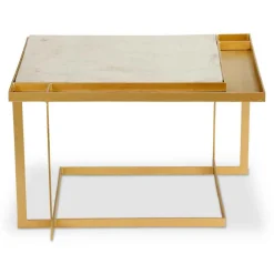 Table Basse Carrée TOCADE Marbre Et Métal Or