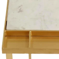 Table Basse Carrée TOCADE Marbre Et Métal Or