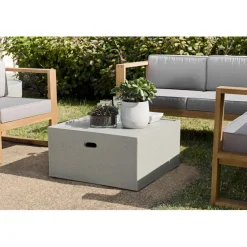 Table basse de jardin carrée 68x68 cm béton