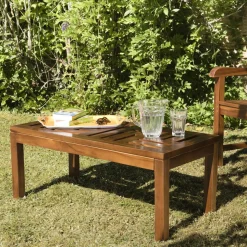 Table basse de jardin HANNA - 100 x 50 cm en bois teck huilé