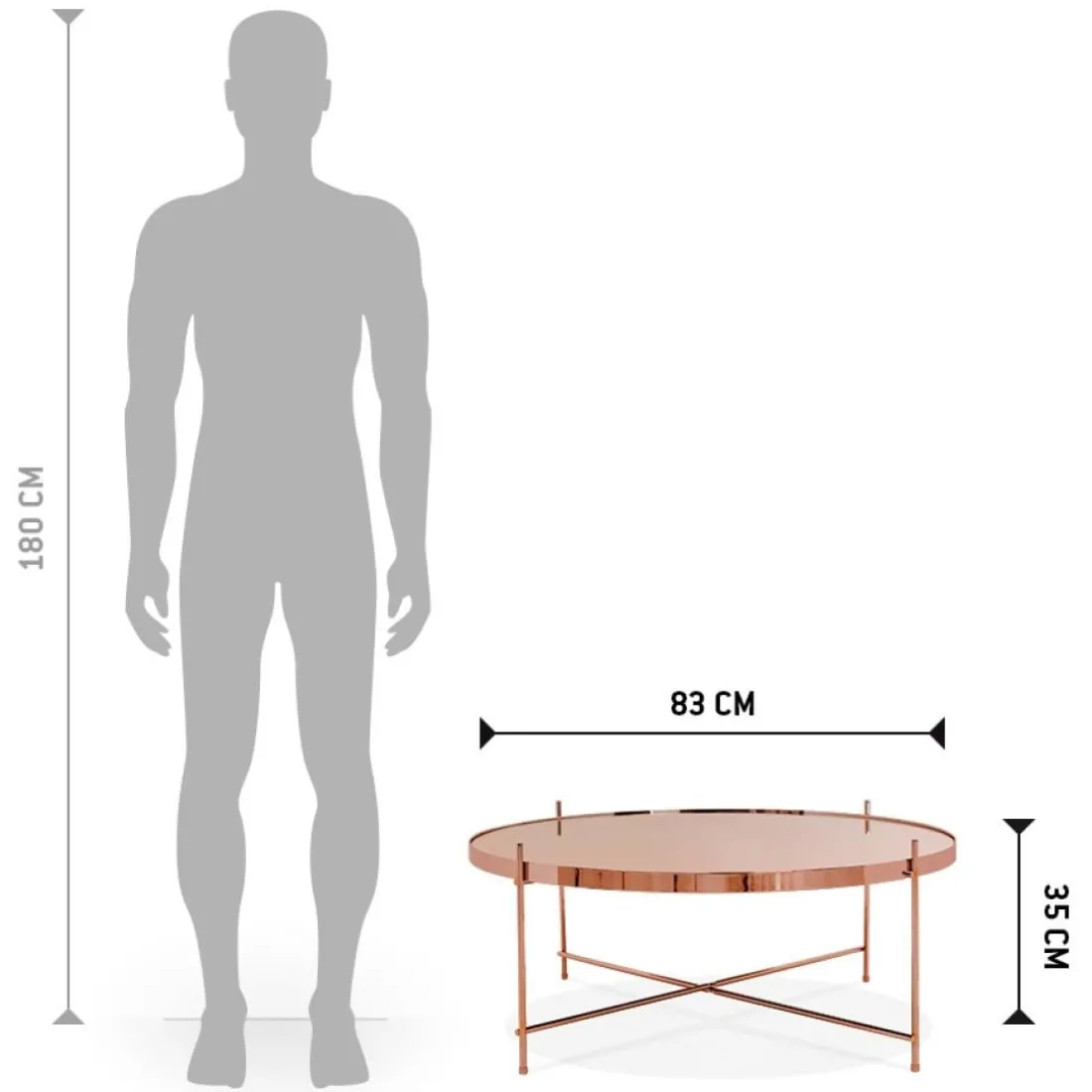 Table basse de salon 'KOLOS BIG' couleur cuivre